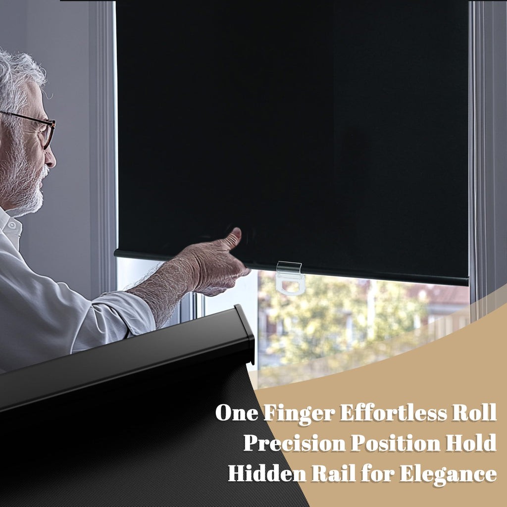 Cordless 100% Blackout Roller Shades, Black