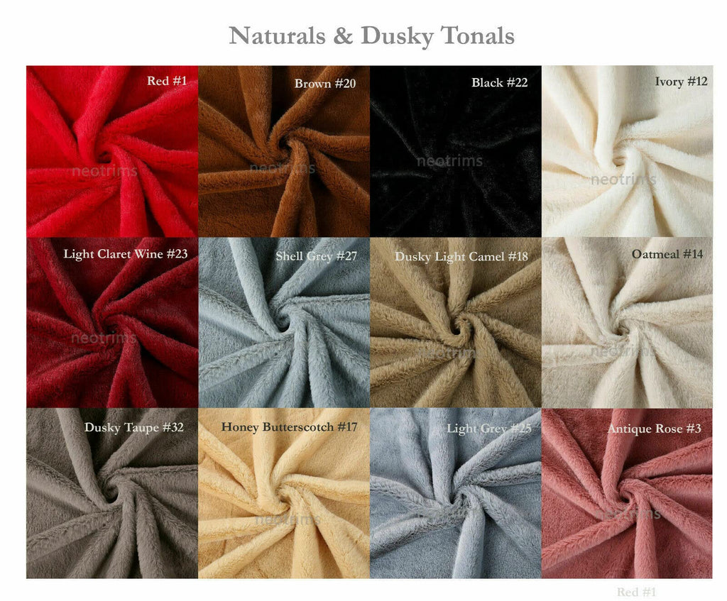 Faux Fur Fabric Material, Soft Cuddly Luxury Handle, 22 Colours, 165cm Wide, Dusky, Bright & Natural Colours. 10mm