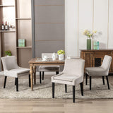 Modern Dining Chairs Set of 2, Upholstered Corduroy Accent Side Leisure Chairs with Mid Back and Wood Legs for