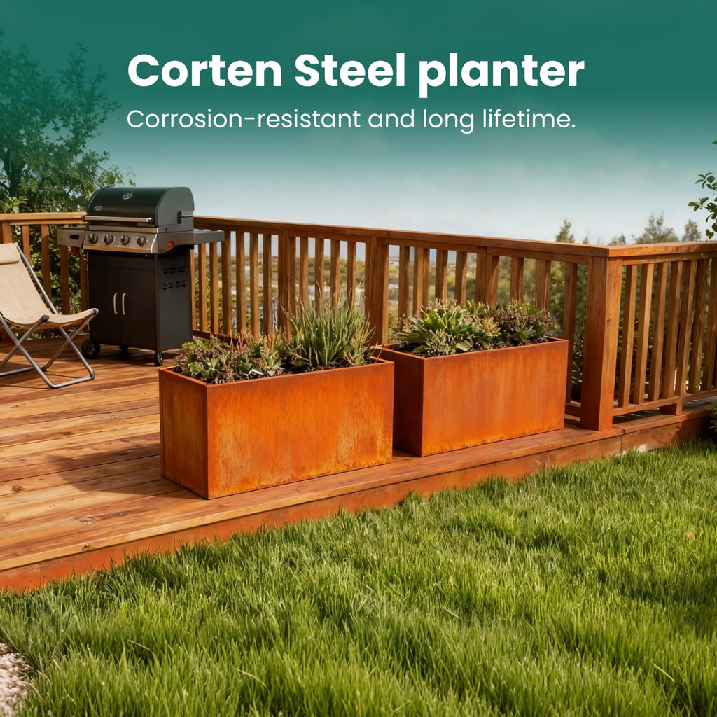 Corten Steel Planter Box 32" L x 16" W x 16" H, Rectangular