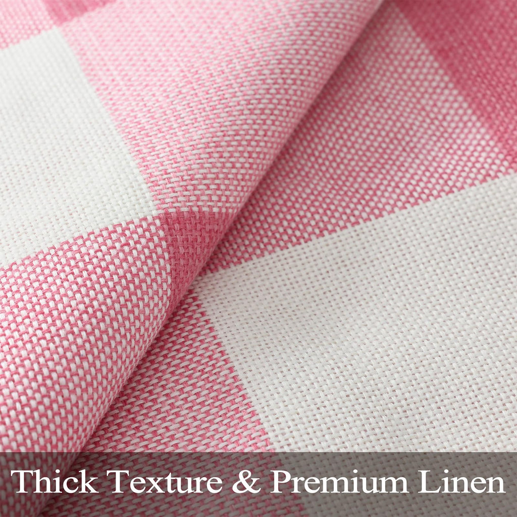 Fall Plaid Linen Throw Pillow Covers 24x24 Set of 2 Dusty Pink