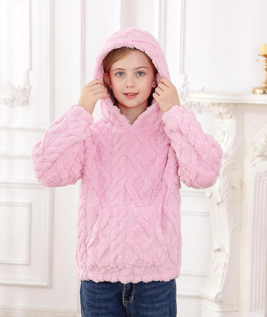 Girls Fuzzy Fleece Hoodies Warm Sweatshirt with Pockets
