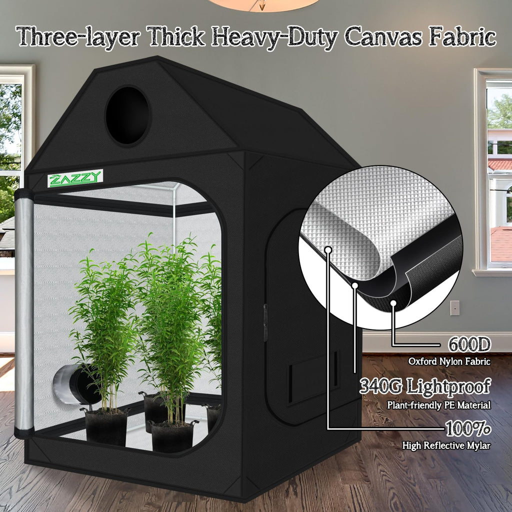 Grow Tent 60"x60"x72" Roof Cube Plant Grow Tents with Observation Window and Removable Floor Tray for Indoor Plant