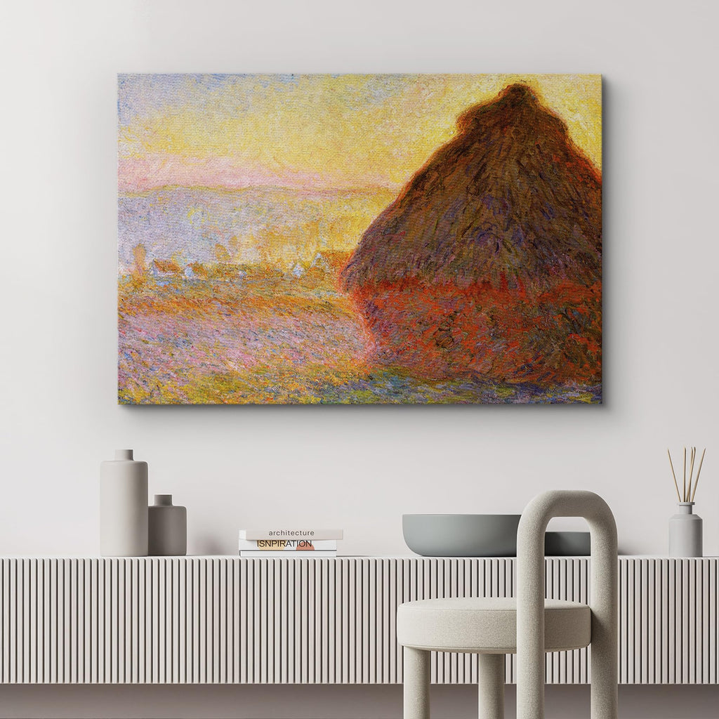Claude Monet Haystacks in Morning Light - Impressionist Modern Art - Canvas Art Home Art - 12x18 inches