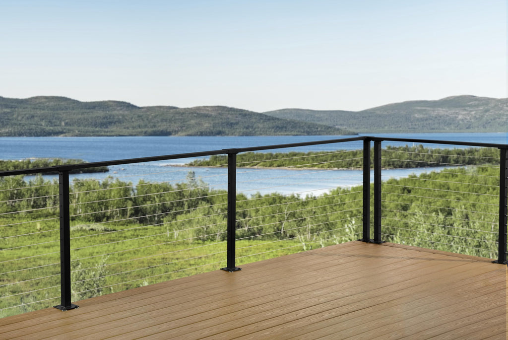 Complete Cable Railing Kit 6ft - DIY Deck Railing System with Pre-Drilled Metal Posts, Marine Grade Stainless Steel
