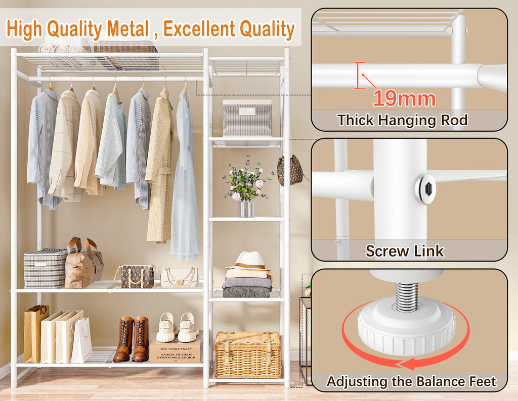Wardrobe Closet, Portable Clothes Rack with 4 Tiers Shelves
