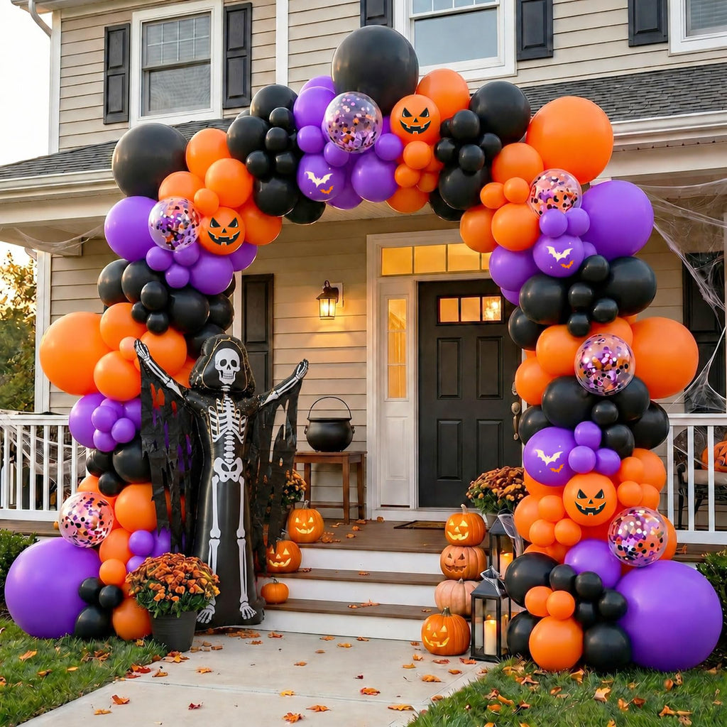 Halloween Balloon Arch Kit, Skeleton Foil Balloon, 119 Pcs
