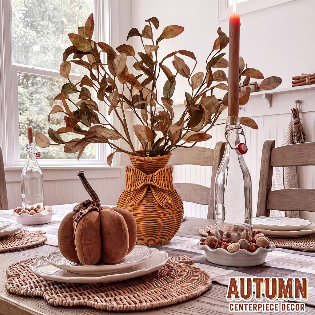 6 Pcs Autumn Eucalyptus Spray 24" Artificial Fall Leaf Branch Stems for Vase Fall Wedding Greenery Picks Autumn Home