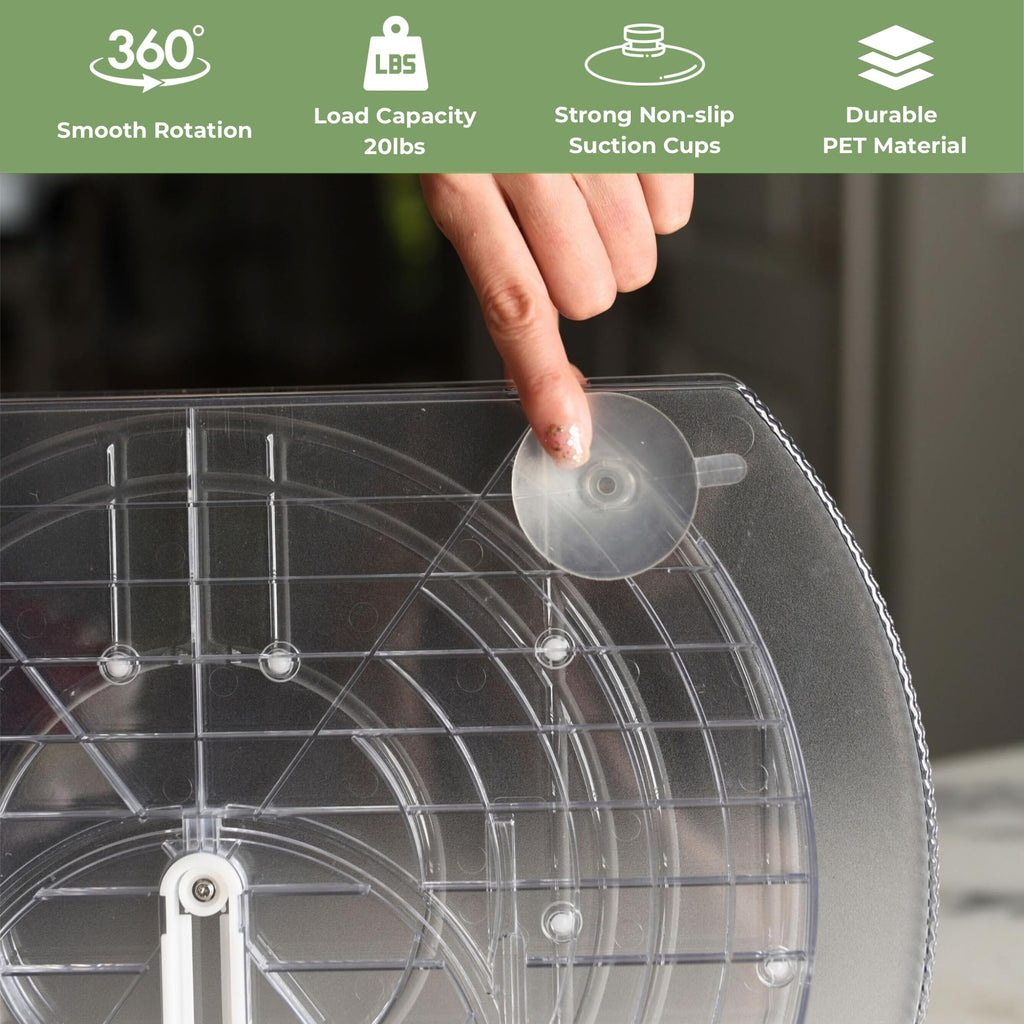 Rotating Lazy Susan for Refrigerator - Square Lazy Susan - Rectangular Fridge Lazy Susan Organizer - 360°