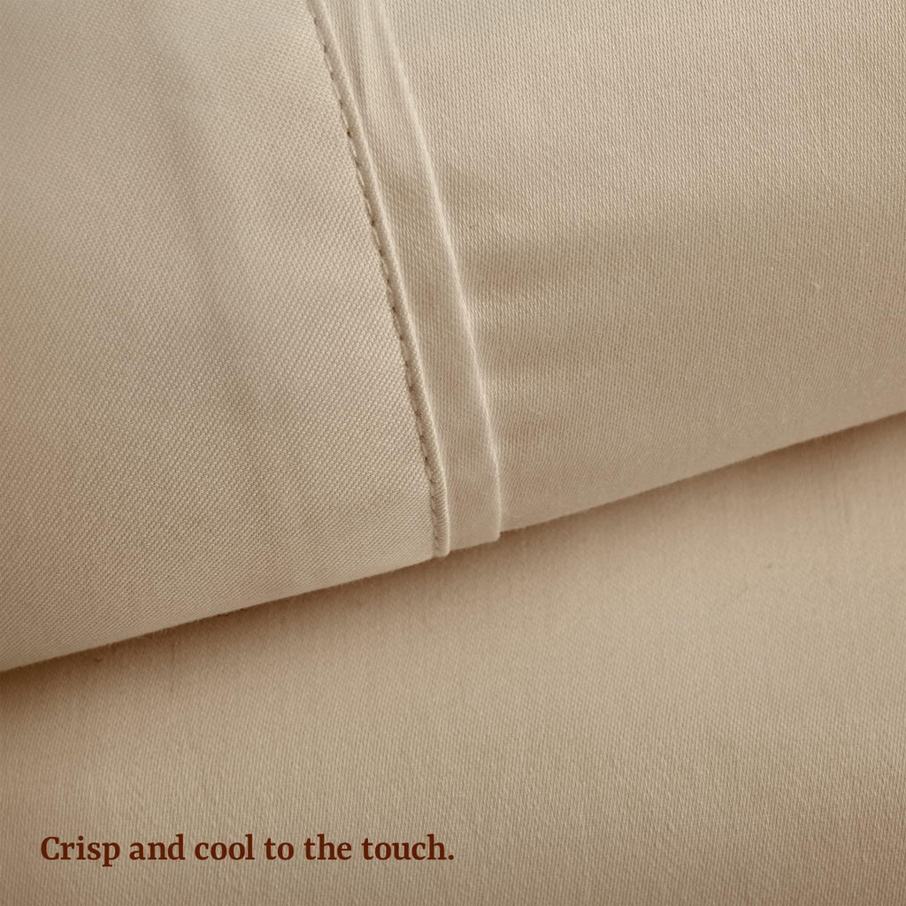 285 Thread Count Percal Twin Sheet Set - 100% Peruvian Pima Cotton, 3 Piece (Flat, Fitted, 1 Pillowcase) - Cooling