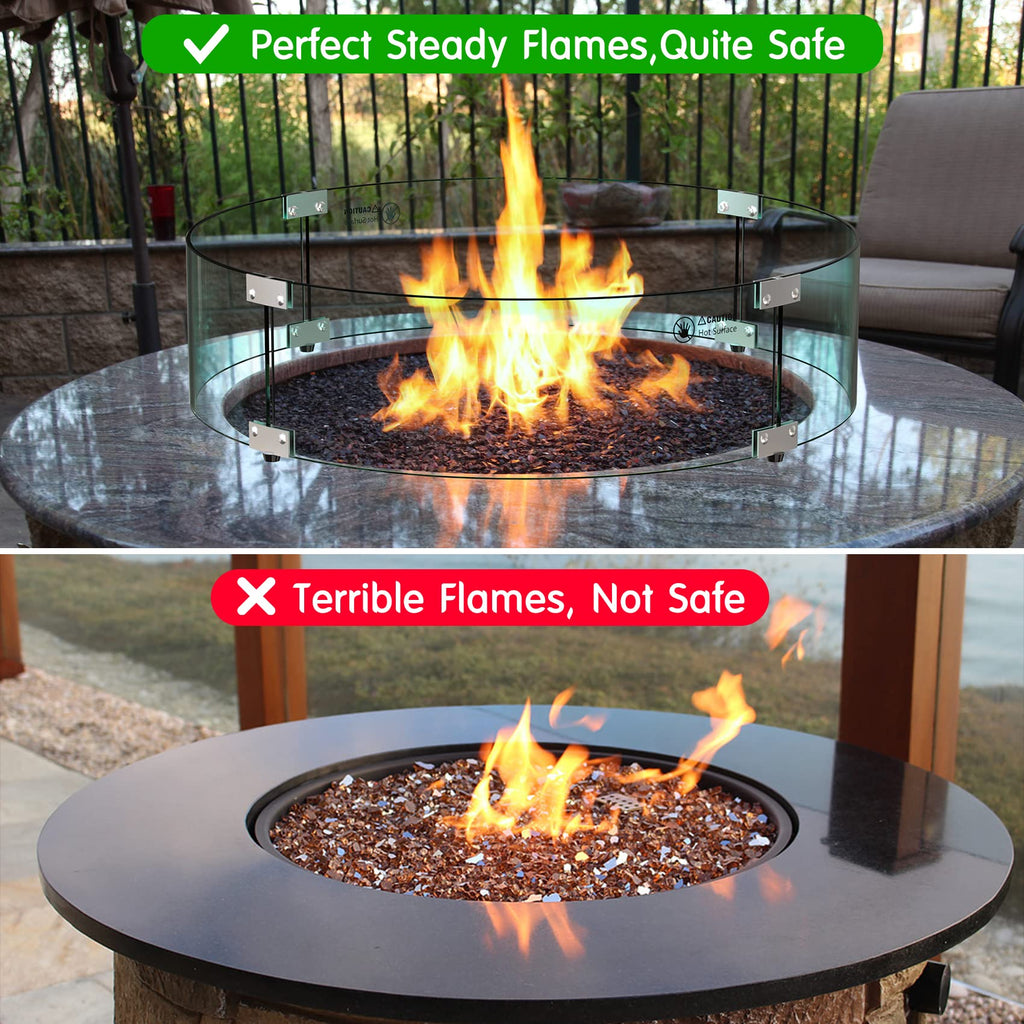 24" Round Fire Pit Glass Wind Guard