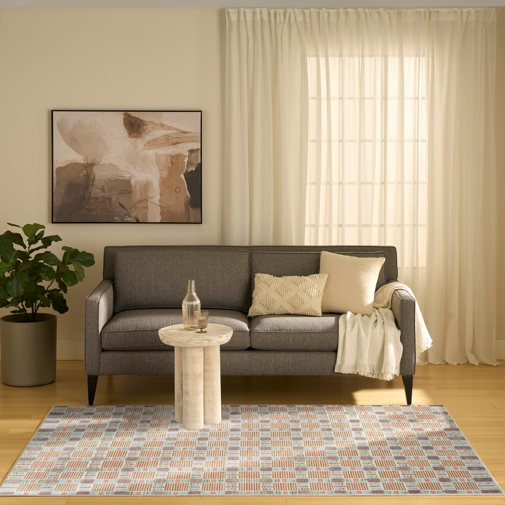 Home Nordic Rust Multicolor Area Rug - Easy Clean, Non Shedding, Bed Room, Living Room, Dining Room, Kitchen