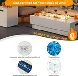 50-Inch Outdoor Propane Fire Pit Table w Tank Table, CSA Certified, Rectangular Patio Fire Pit w Glass Rocks, Wind Guard and Cover, 58000 BTU 2 in 1 - Image 3