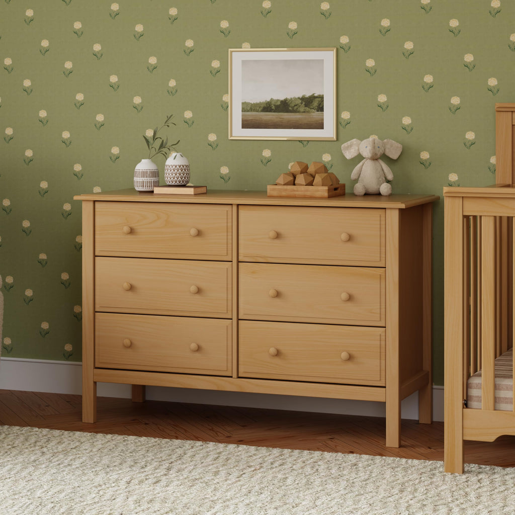 Jayden 6-Drawer Baby Dresser, GREENGUARD Certified, Honey