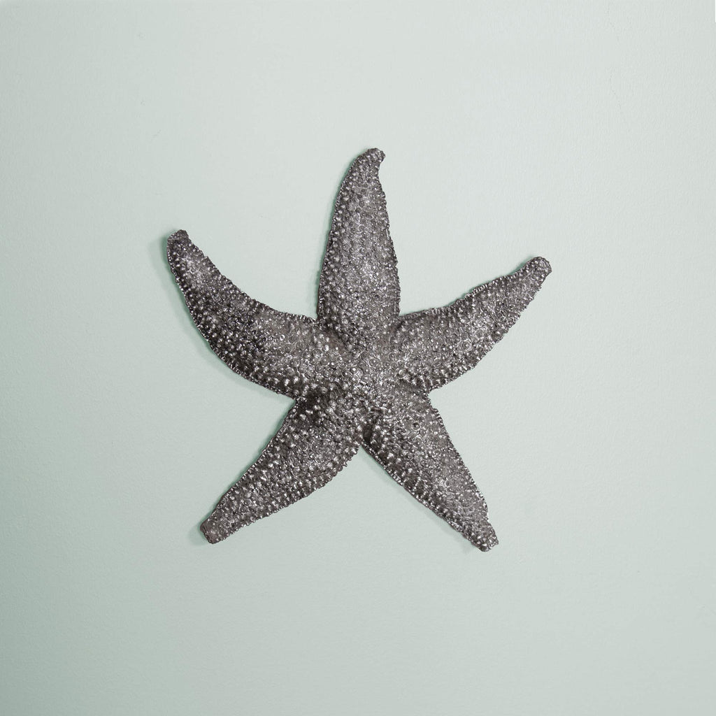 Decorative Deep Starfish Figurine Hanging Wall Art and Garden, Silver Leaf Finish Abstract Sea Animal Figure for