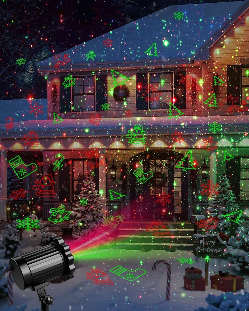 Brighter Christmas Projector Lights Outdoor, Laser Light Projector with Remote, 8 Patterns Light Show Holiday