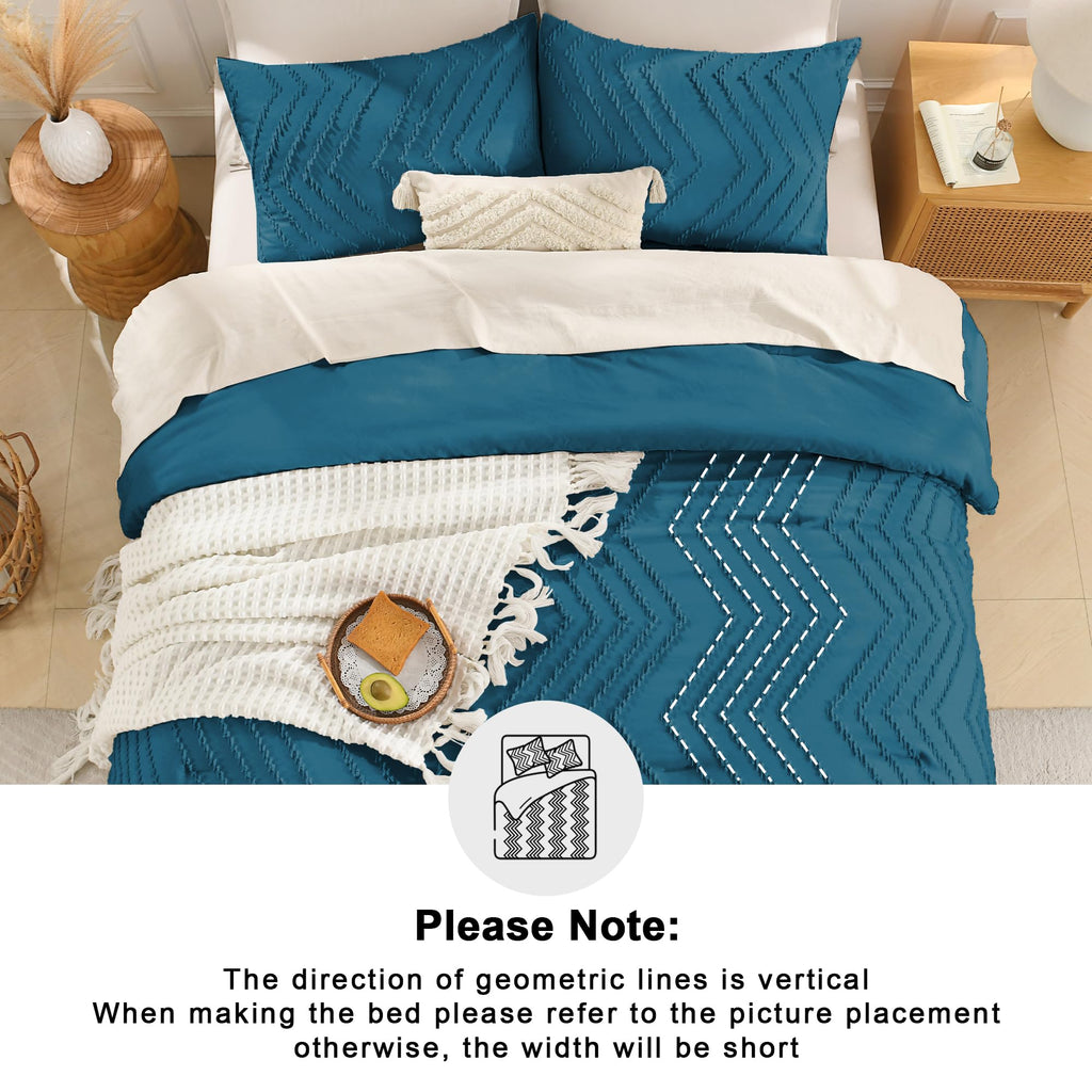 Teal California King Comforter Set, 3 Pieces Boho Bed Set