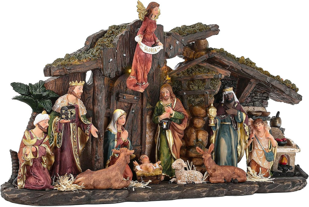 20" Lighted Nativity Sets & Figures, 12pcs Large Nativity Set