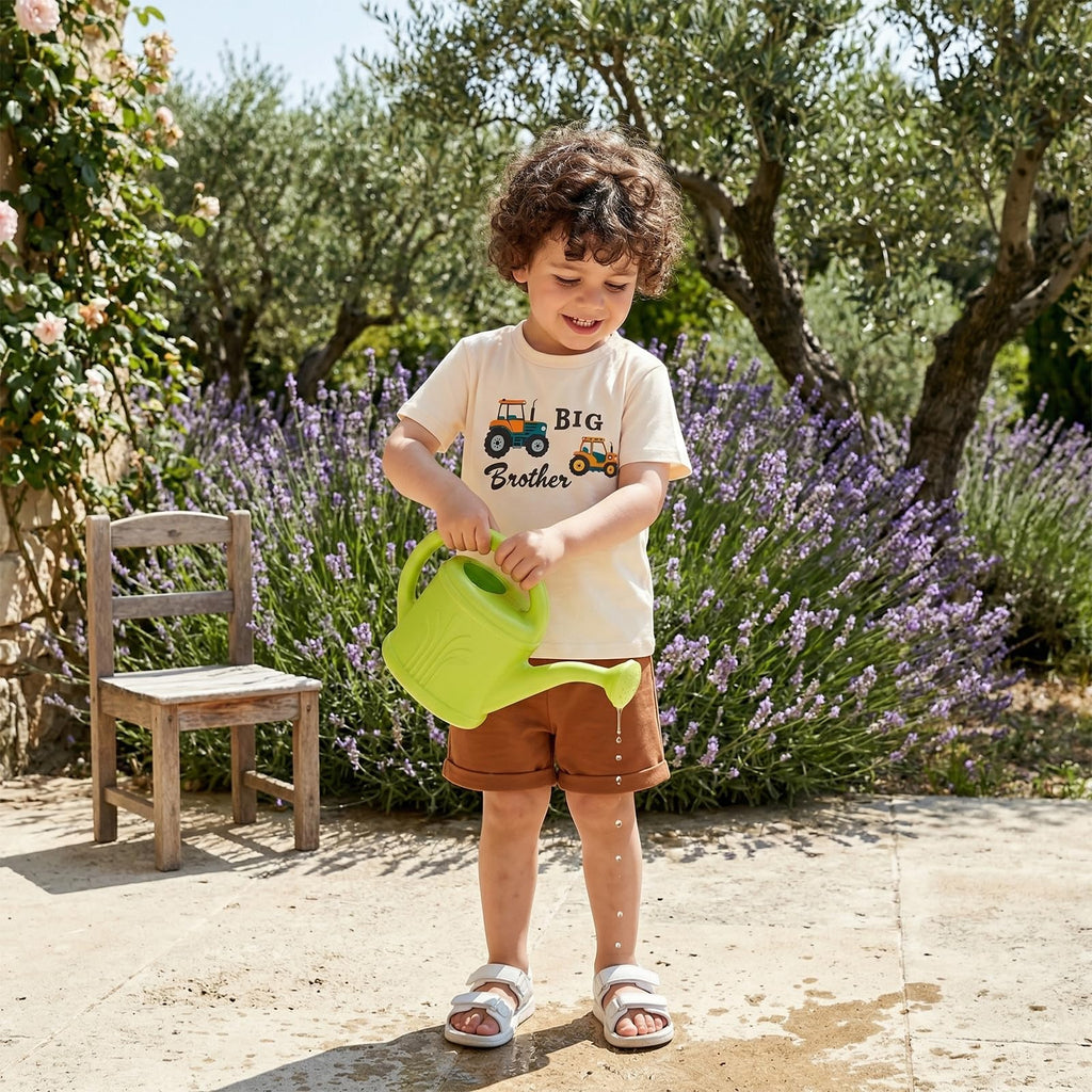 Toddler Boy Summer Clothes Big Brother Shirt Short Sleeve Letter Tractors Print Tops and Shorts Sets Summer Outfits