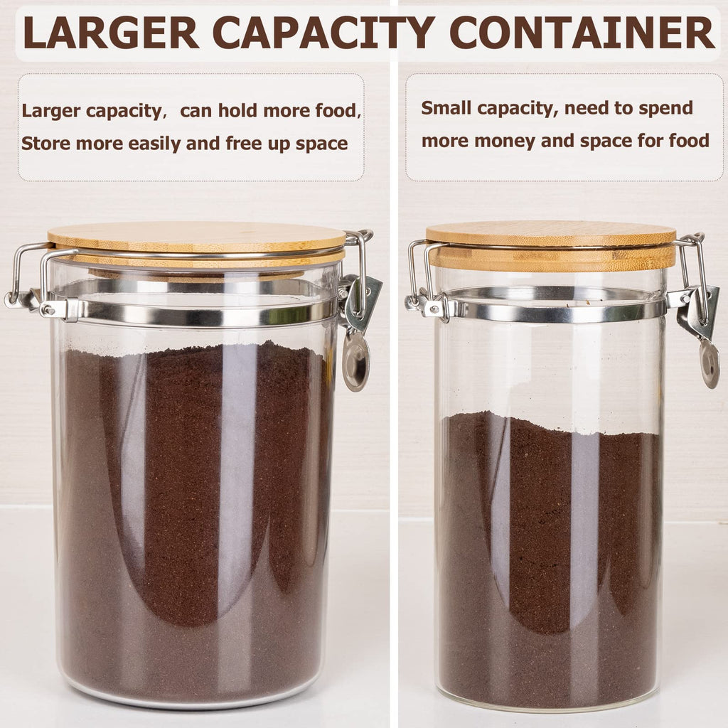 Coffee Canister with Spoon, 2P 58OZ Plastics Airtight Coffee Jar