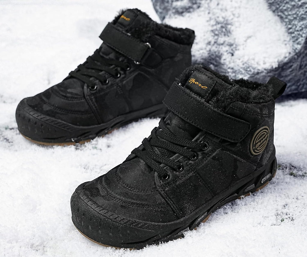 Boys Girls Snow Boots Winter Slip On Warm Fur Lined Shoes Lightweight Water-Resistant Cold Weather Boot (Little