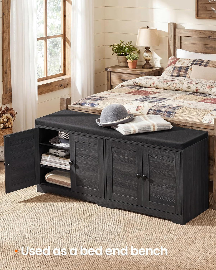 3-Tier Entryway Bench, Shoe Bench with Padded Seat, , 14.2 x 47.8 x 20.9 Inches, Dark Gray