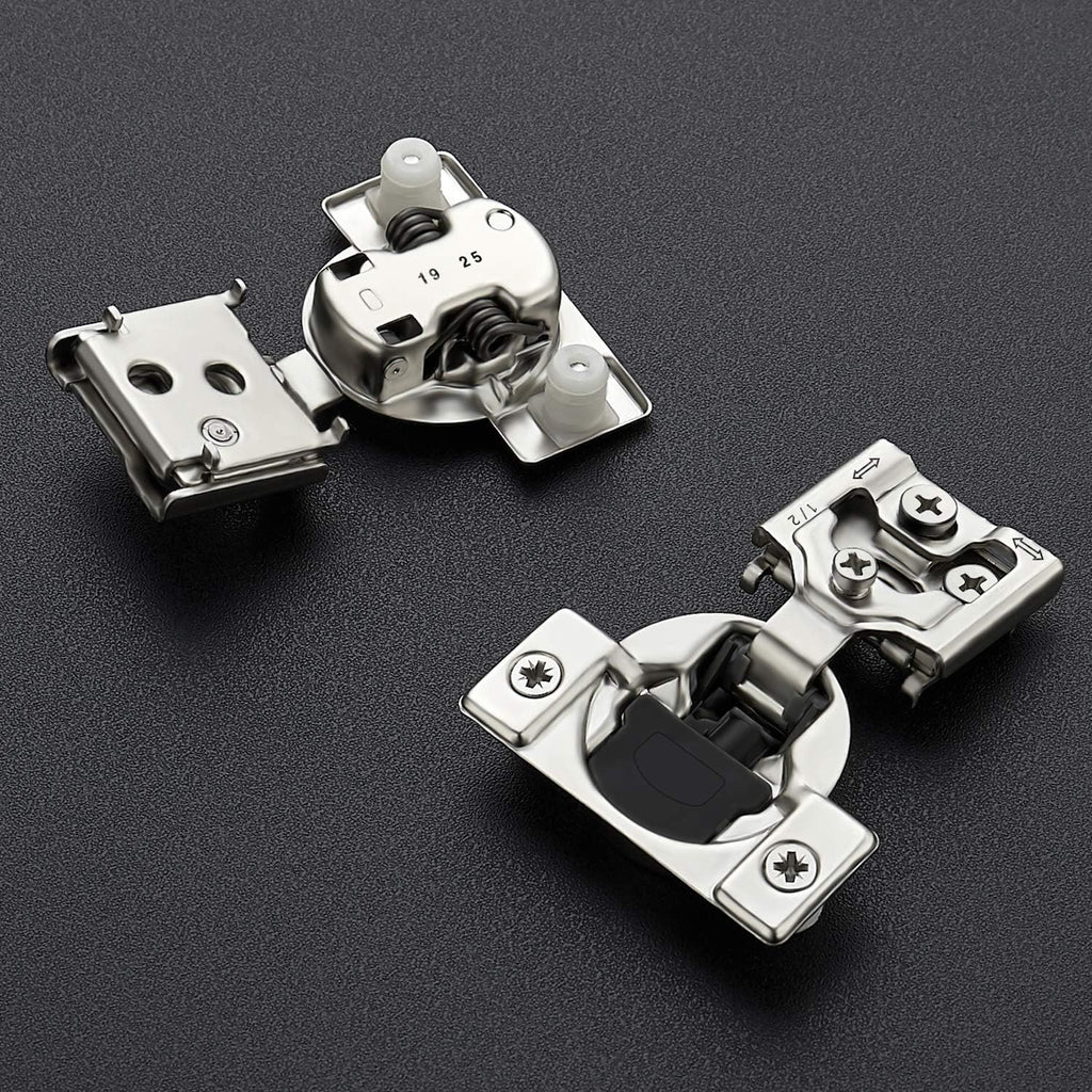 60 Pack (30 Pairs) 1/2 Inch Overlay Soft Close Hinges Cabinets - Satin Nickel Hidden Concealed Hinge, Stainless Steel