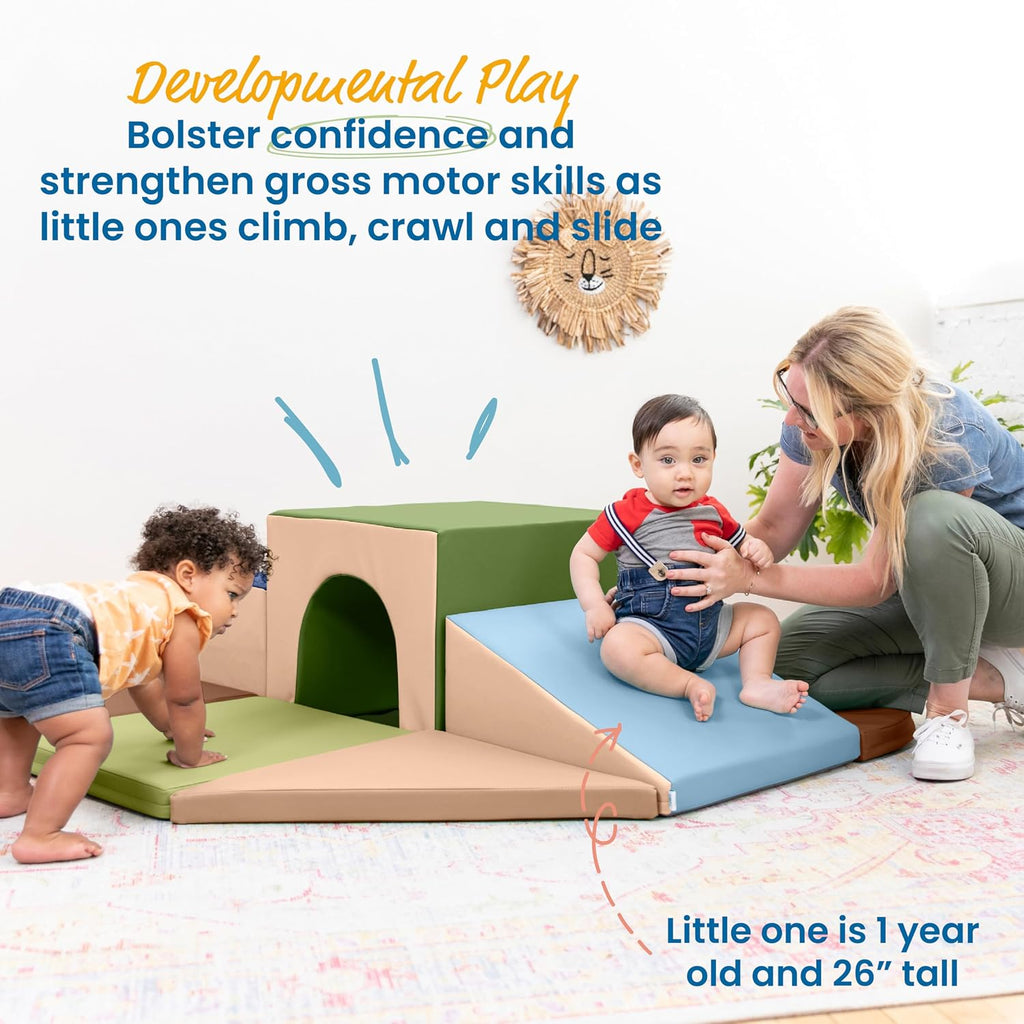 SoftZone Lincoln Tunnel Climber, Toddler Playset, Earthtone, Piece