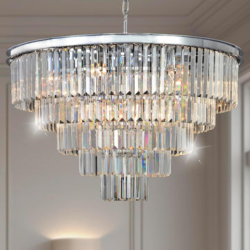 Inspired Odeon Style 10-Light Chrome Crystal 5-Tier Modern Chandelier W28" - A107-B07G3ZPRGW