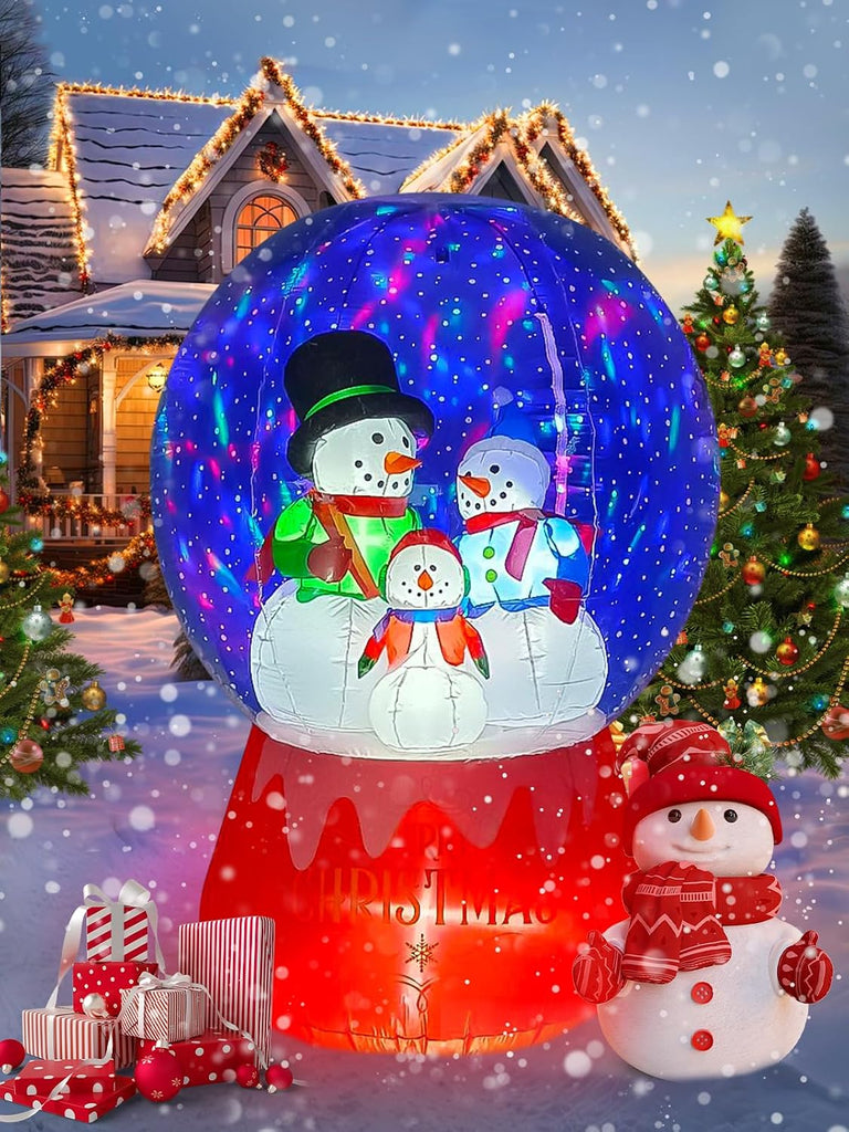 6FT Christmas Inflatable Snow Globe Yard Decorations Snowmen Family