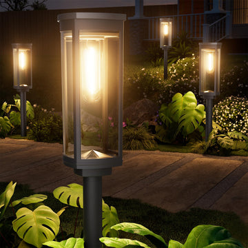 Solar Pathway Lights Outdoor 4 Pack, Warm White, Clear Shade, IP65