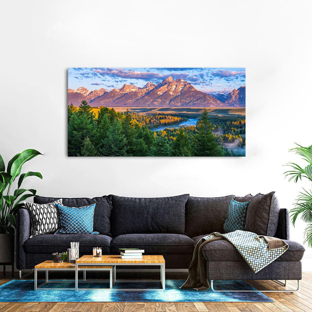 Grand Teton Mountain Wall Art Sunset Nature National Park Posters Oxbow Bend Snake River Landscape Wall Decor Wyoming