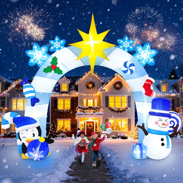 16FT Christmas Inflatable Archway, Winter Snowman Inflatables