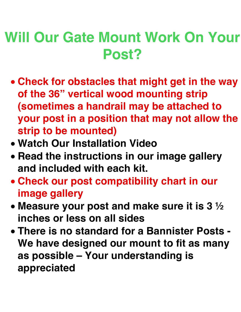 No Hole Stairway Baby Gate Mounting Kit - Fits Posts from 2 3/4 inches to 3 1/2 inches Wide with Square or Round Tops