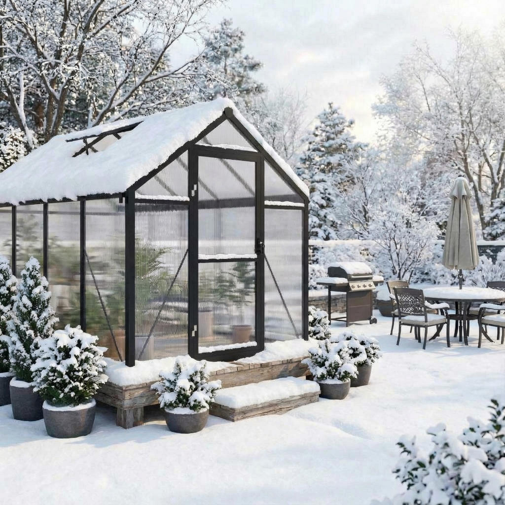 6x8ft Walk-in Greenhouse, Heavy Duty Large Outdoor Green House
