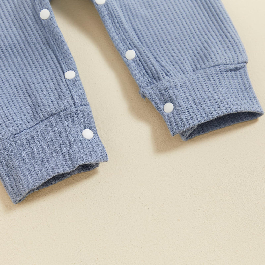 Im New Here Newborn Outfit Boy Long Sleeve Letter Romper Ribbed Knit Jumpsuit Baby Boy Preemie Coming Home Outfit (Hi