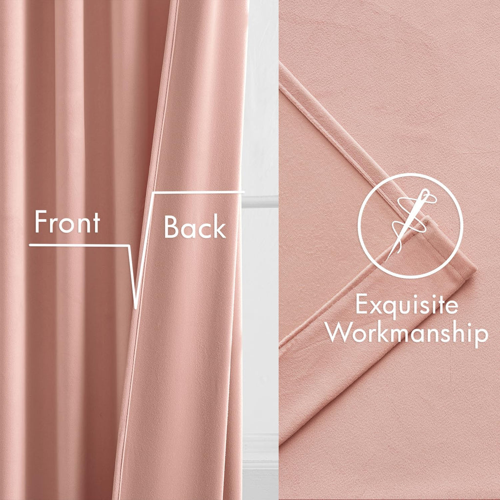 Light Pink Velvet Curtains 108 Inch Length 2 Panels