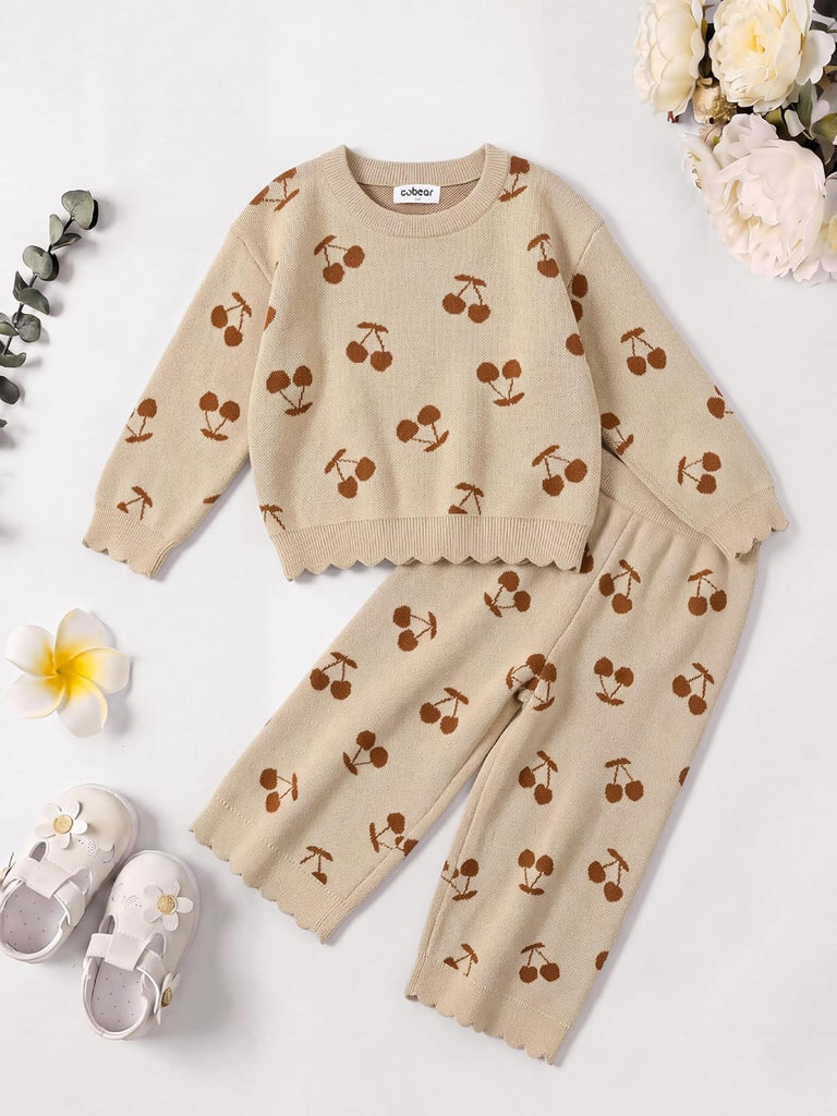 Toddler Girls Jacquard Sweater Set 2 Piece Outfit