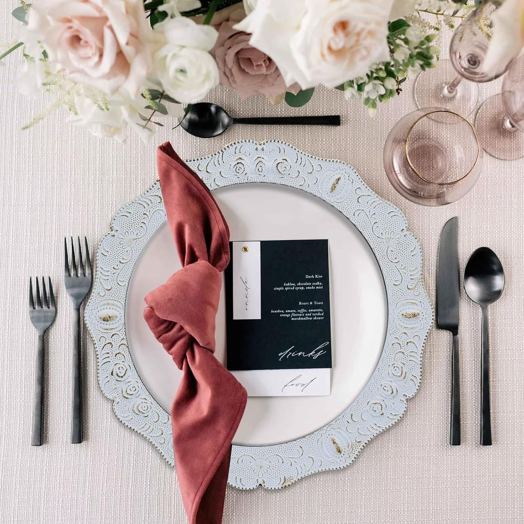 White Charger plates, 13 Inch Set of 6 Chargers for dinner plates, Serve ware Plate for Wedding Bulk, Parties