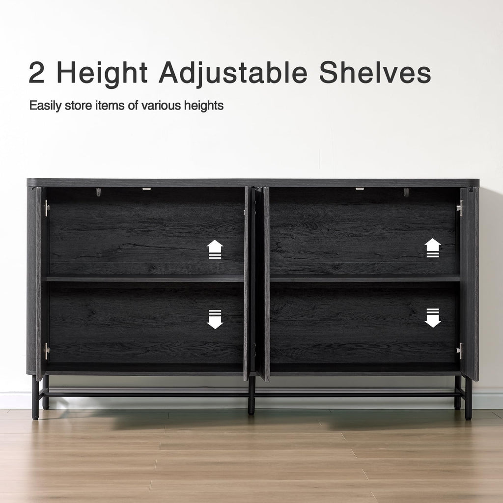 65" Large Sideboard Buffet Cabinet with Storage, Set of 2 Modern Fluted Credenza Accent Coffee Bar Console Tables