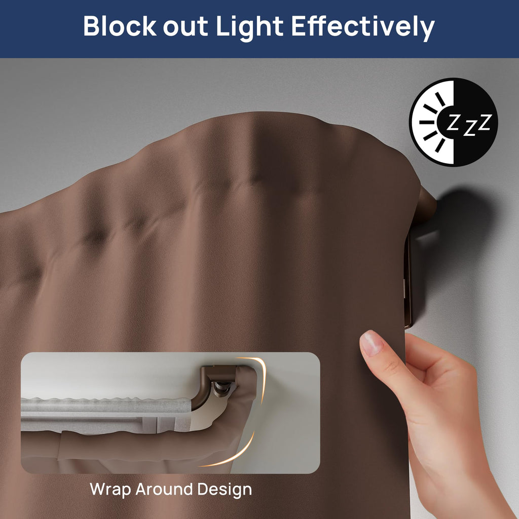 72-144" Double Curtain Rod for Blackout, Quick Release, Bronze