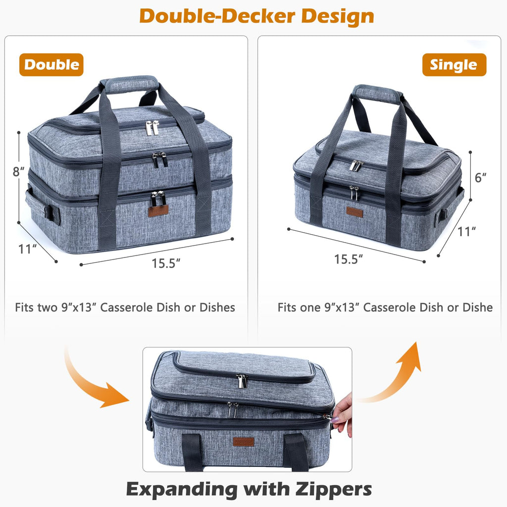 Expandable Insulated Casserole Carrier for 9" x 13" Baking Dish
