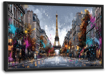 Large Wall Eiffel Tower Canvas Wall Decor Paris Street Pictures Cityscape Paintings Prints Big Artwork Framed Modern