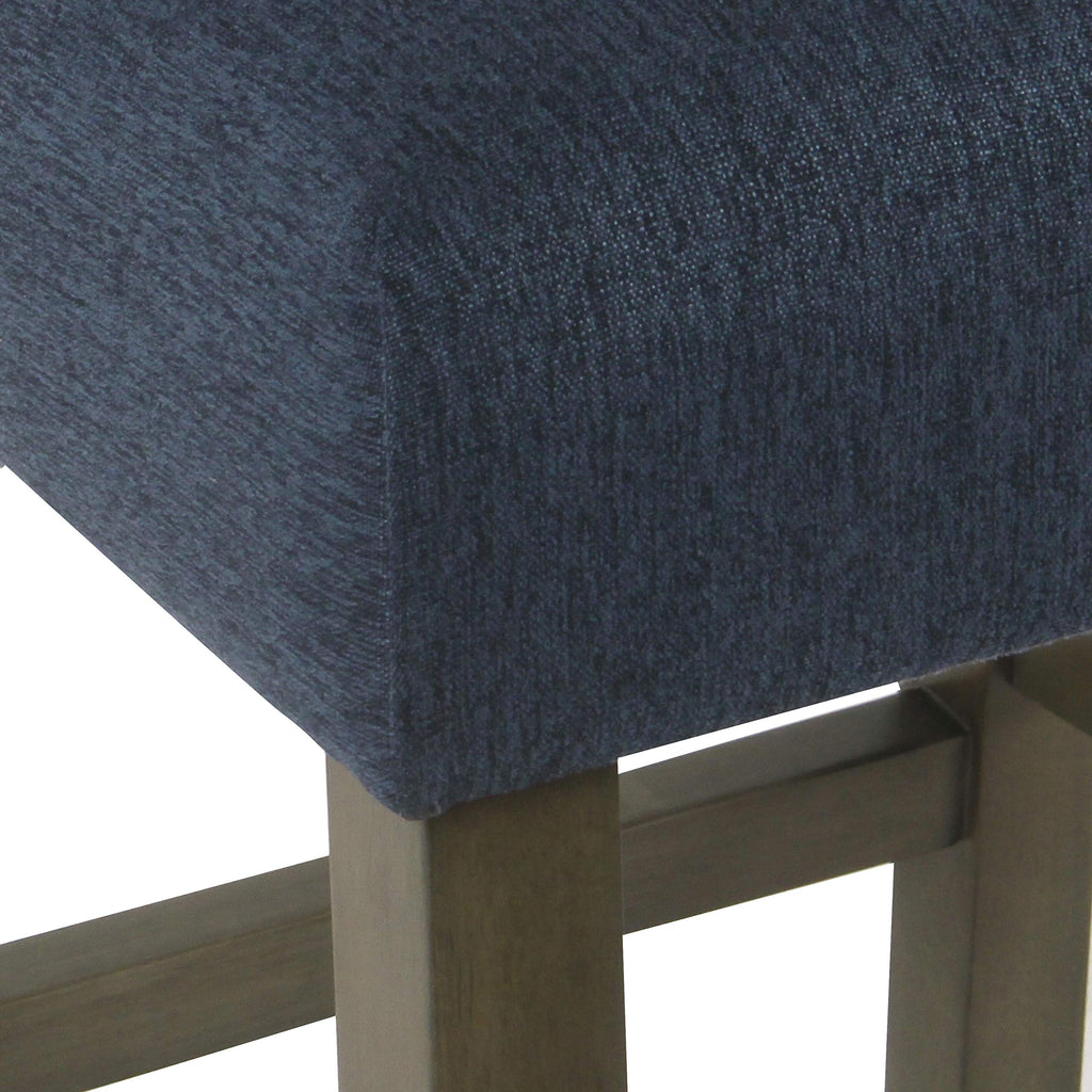 Upholstered Counter Stool, 24-Inch, Navy Woven