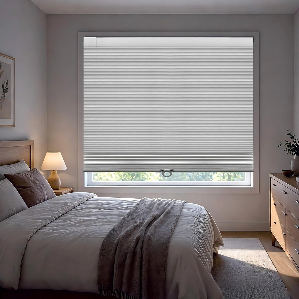 No Tools No Drill Cordless Blackout Cellular Shades White, | Blackout Fabric, Energy-Efficient Honeycomb Design