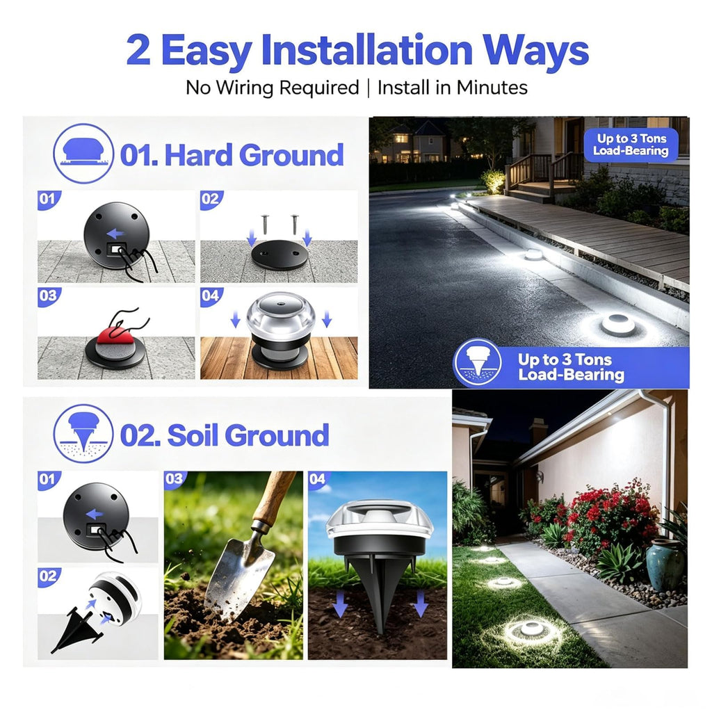 Solar Pathway Lights Outdoor, 12 Pack 12H Flat Walkway Lights