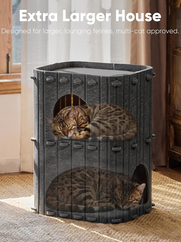Cat House for Indoor Cats, Warm Felt Cat Bed, Scratch Resistant