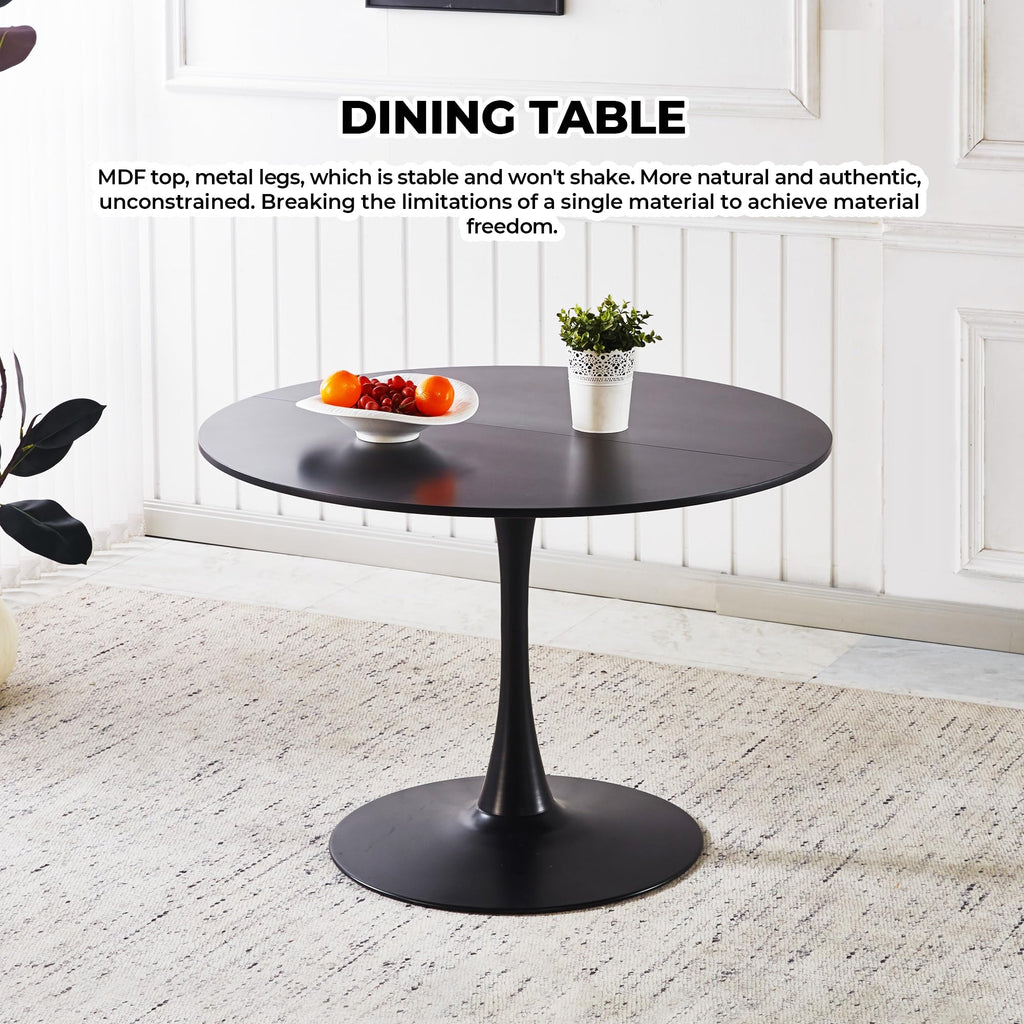 42" Round Tulip Table with Thickened Tabletop & Metal Pedestal