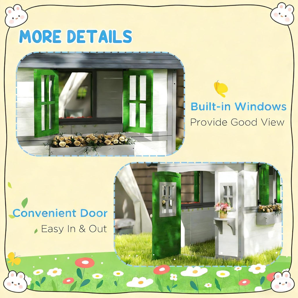 Wooden Playhouse,Outdoor Kids Cottage