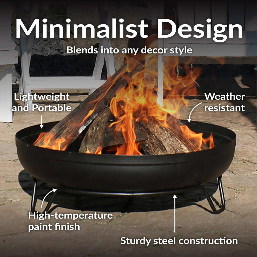 23-Inch Portable Patio Fire Pit Bowl, Black